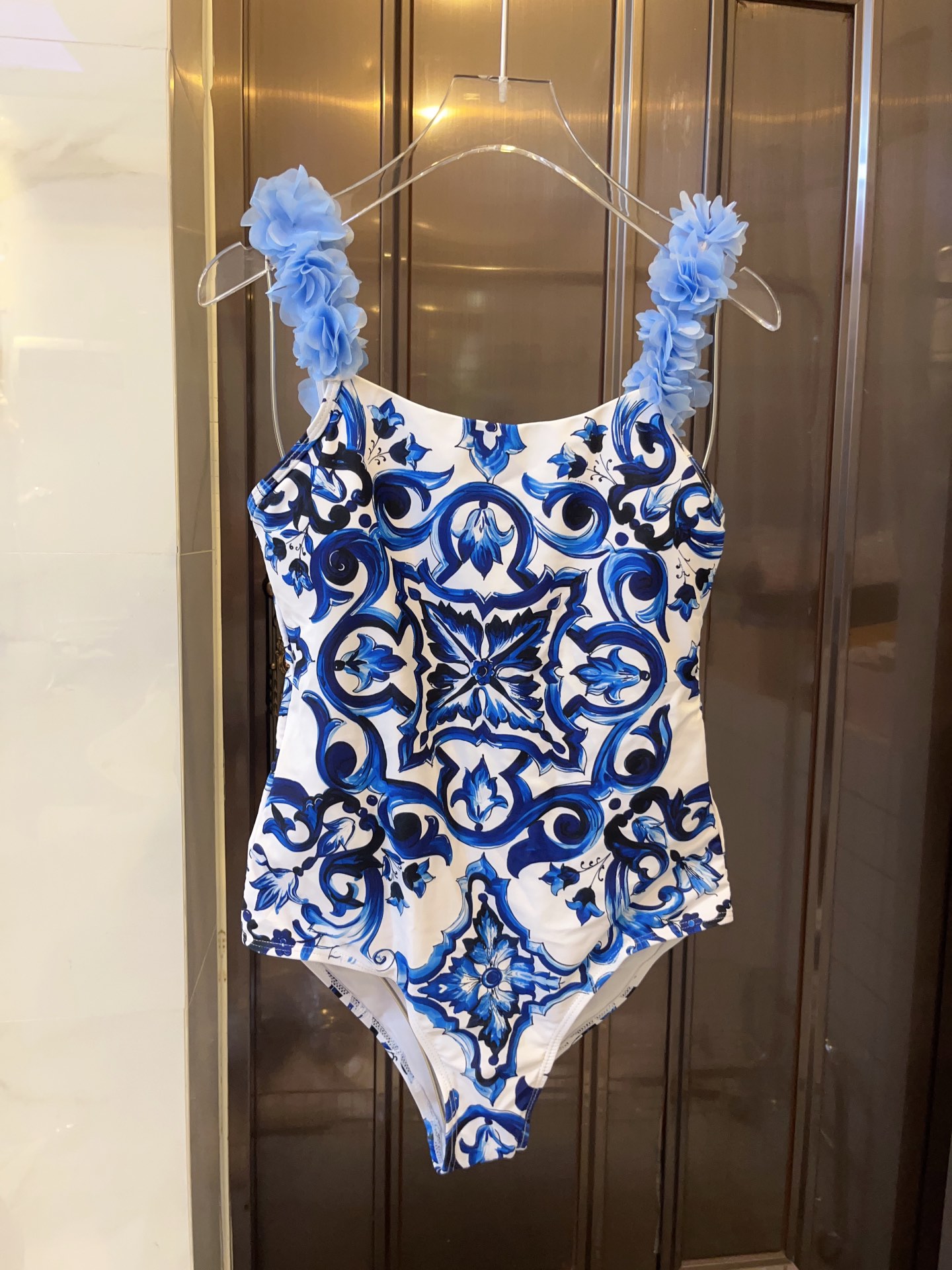 DG High-waisted bikini swimming costume with lace floral straps