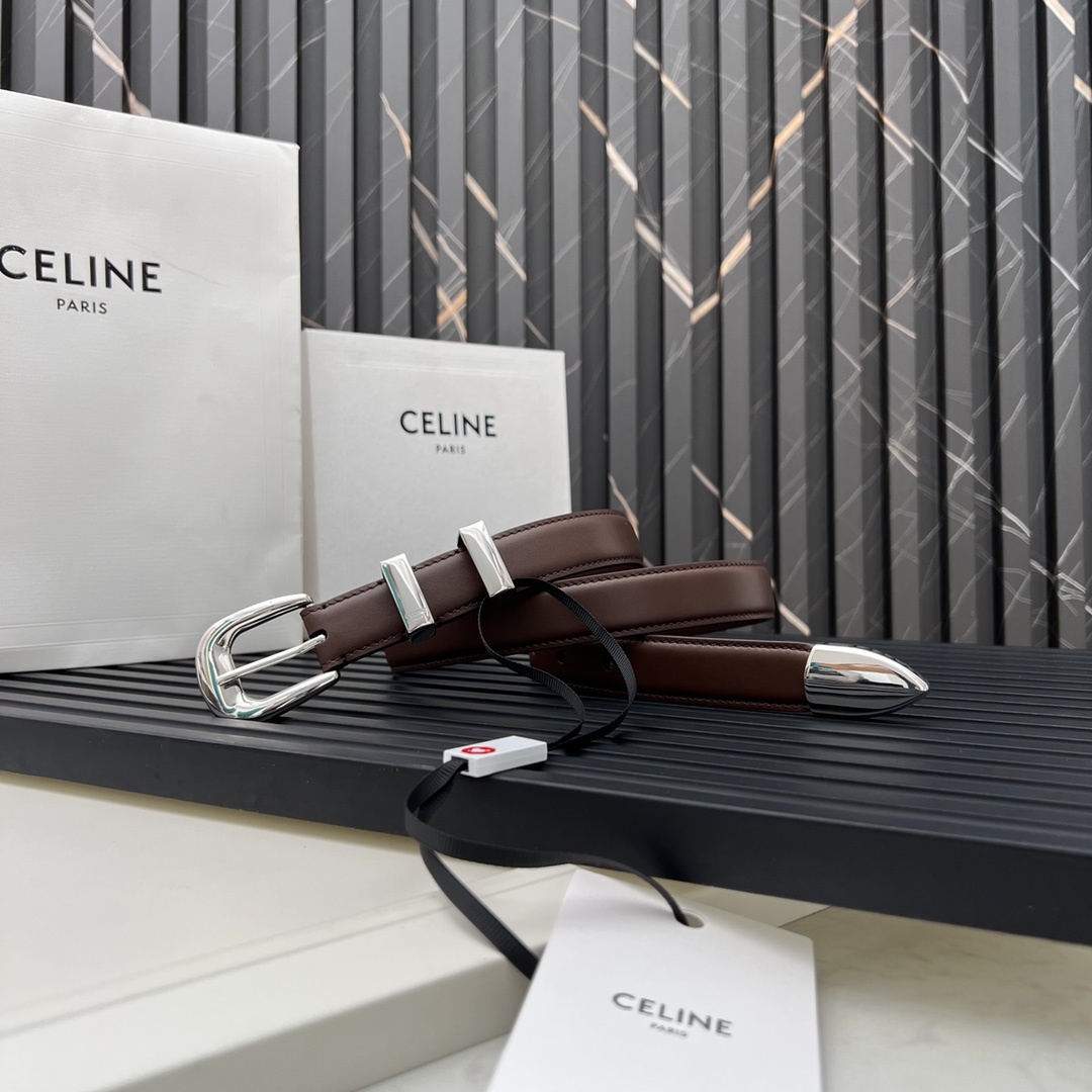 CELINE WESTERN medium belt in smooth calfskin