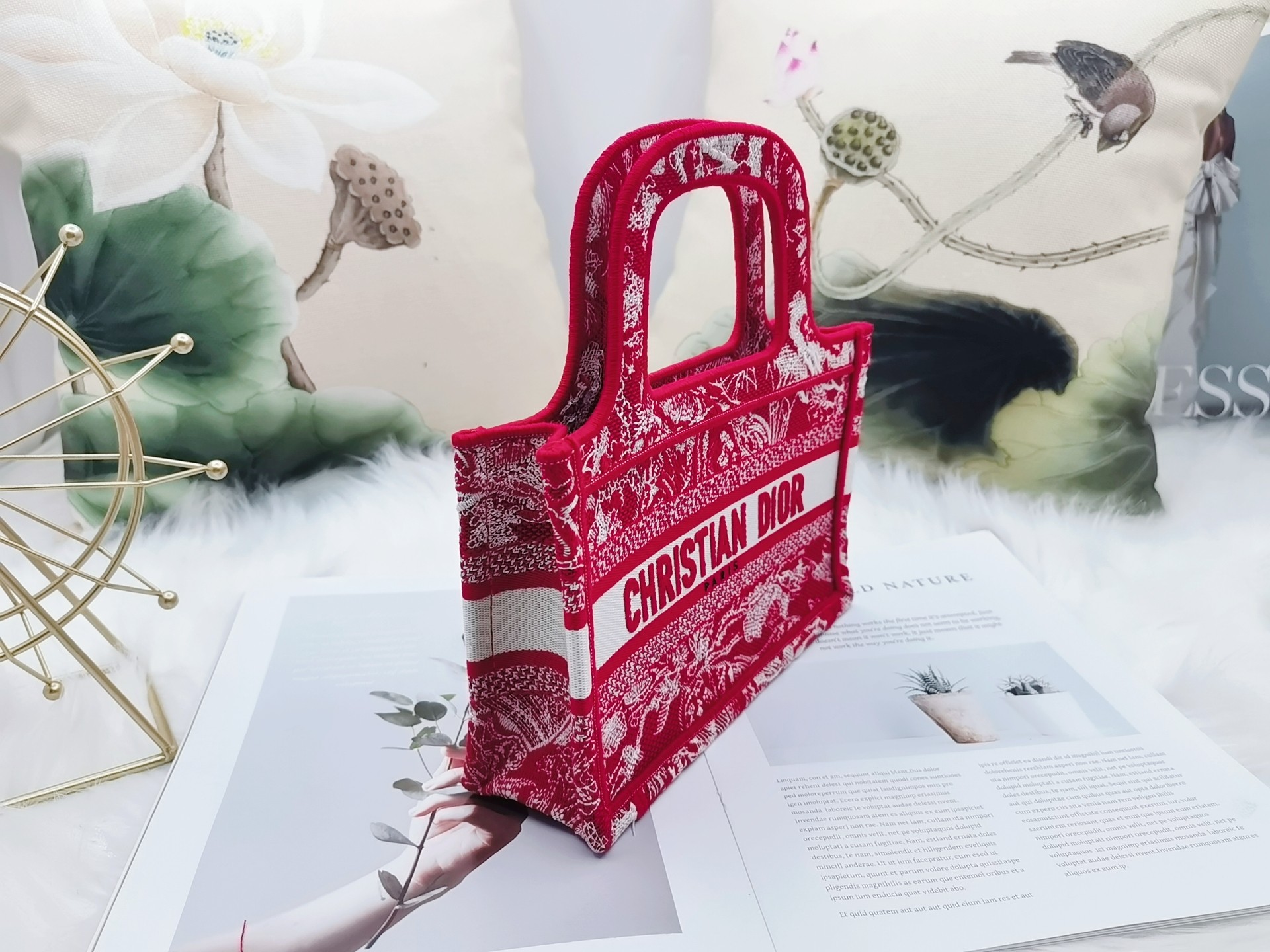 Dior Book Tote New Pattern Red Tiger Mini