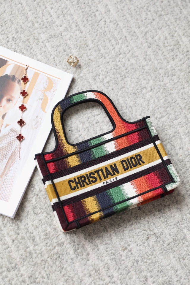 Dior book tote mini seven colorful stripes