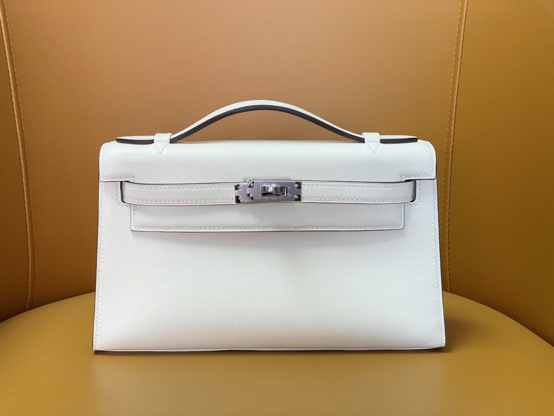 Mini kelly a generation cream white swift silver buckle