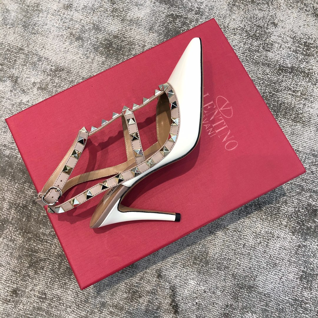Valentino VT Collection Two Strap Mid Heel 10cm White