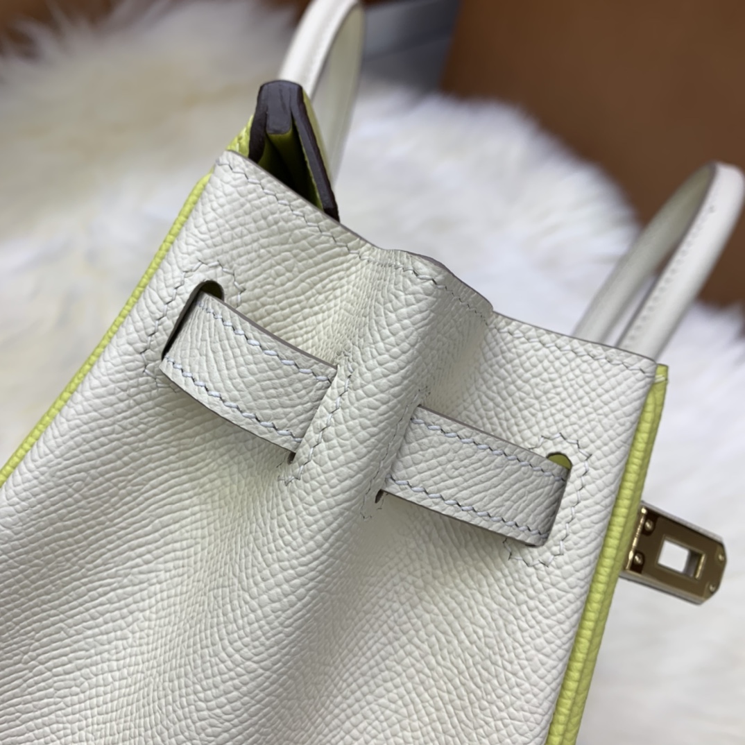 Birkin 25cm epsom lemon yellow ➕ milkshake white gold buckle