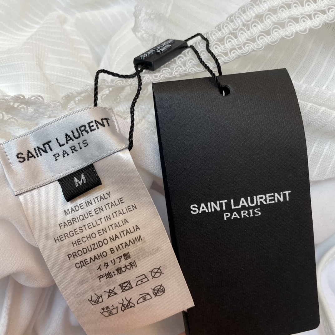 Saint Laurent Pure Black with Wave Lace One-piece Swimsuit