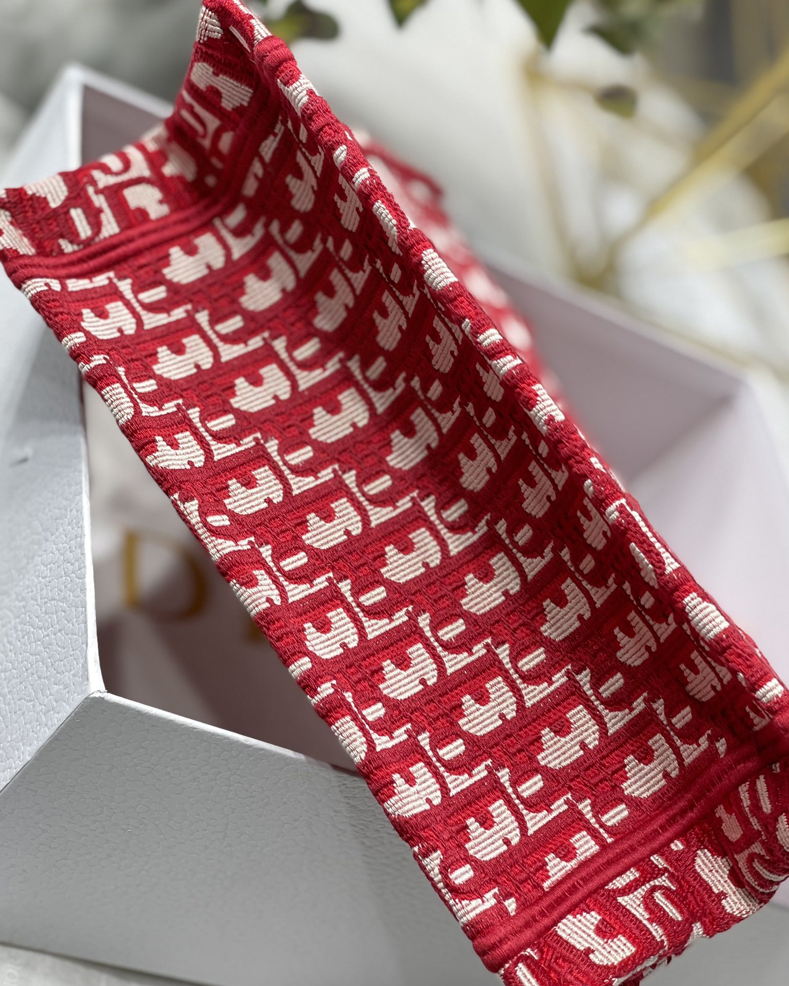 DIOR TOTE Classic Red Embroidery