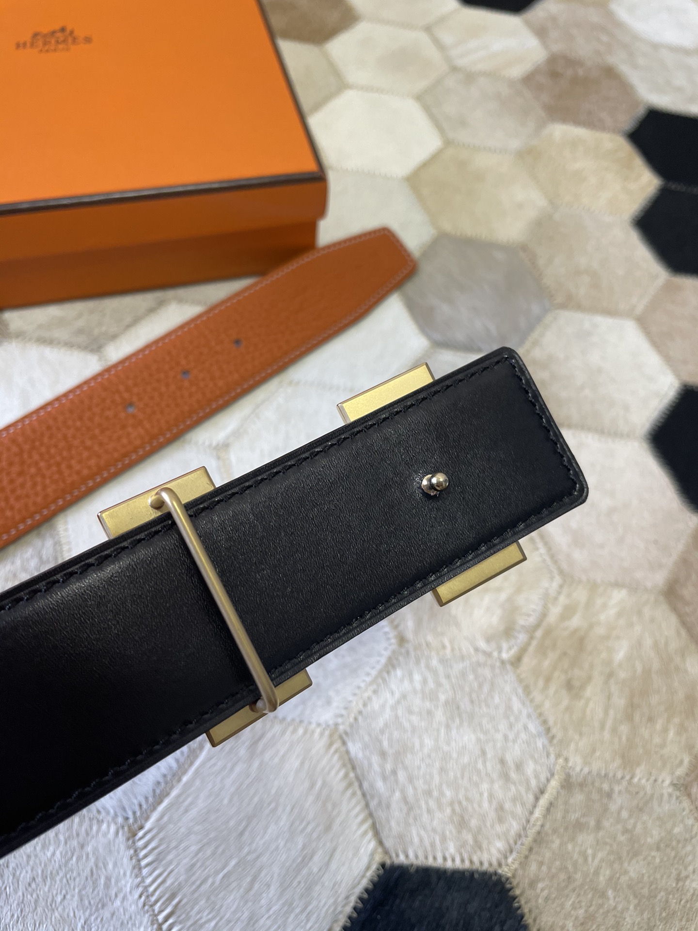 Hermes stainless steel double row diamond hanging buckle