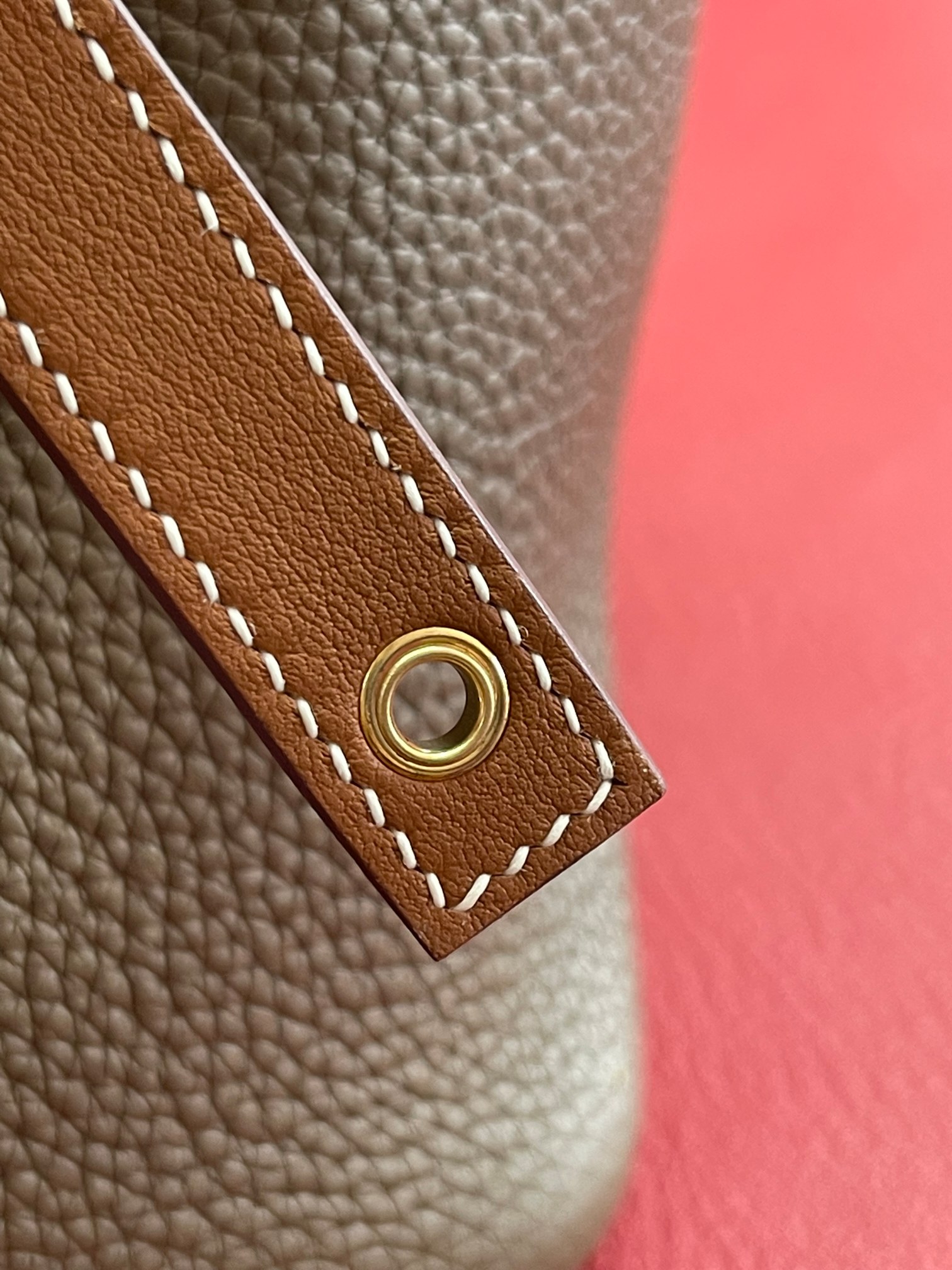 picotin18cm elephant gray and golden brown tc and swift leather gold buckle