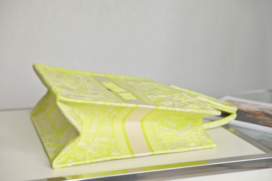 DIOR TOTE Fluorescent green embroidery