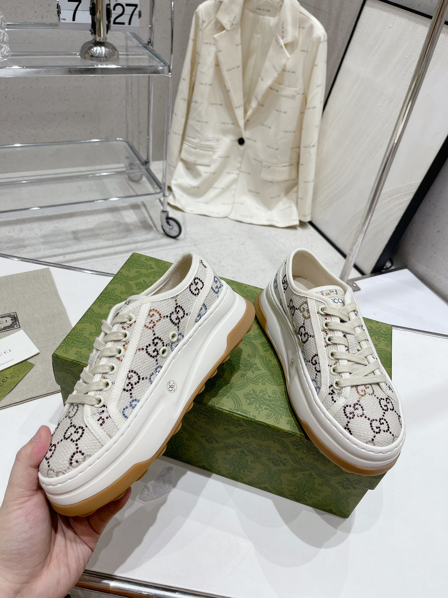 Gucci Explosive Presbyopia Canvas Casual Platform Shoes