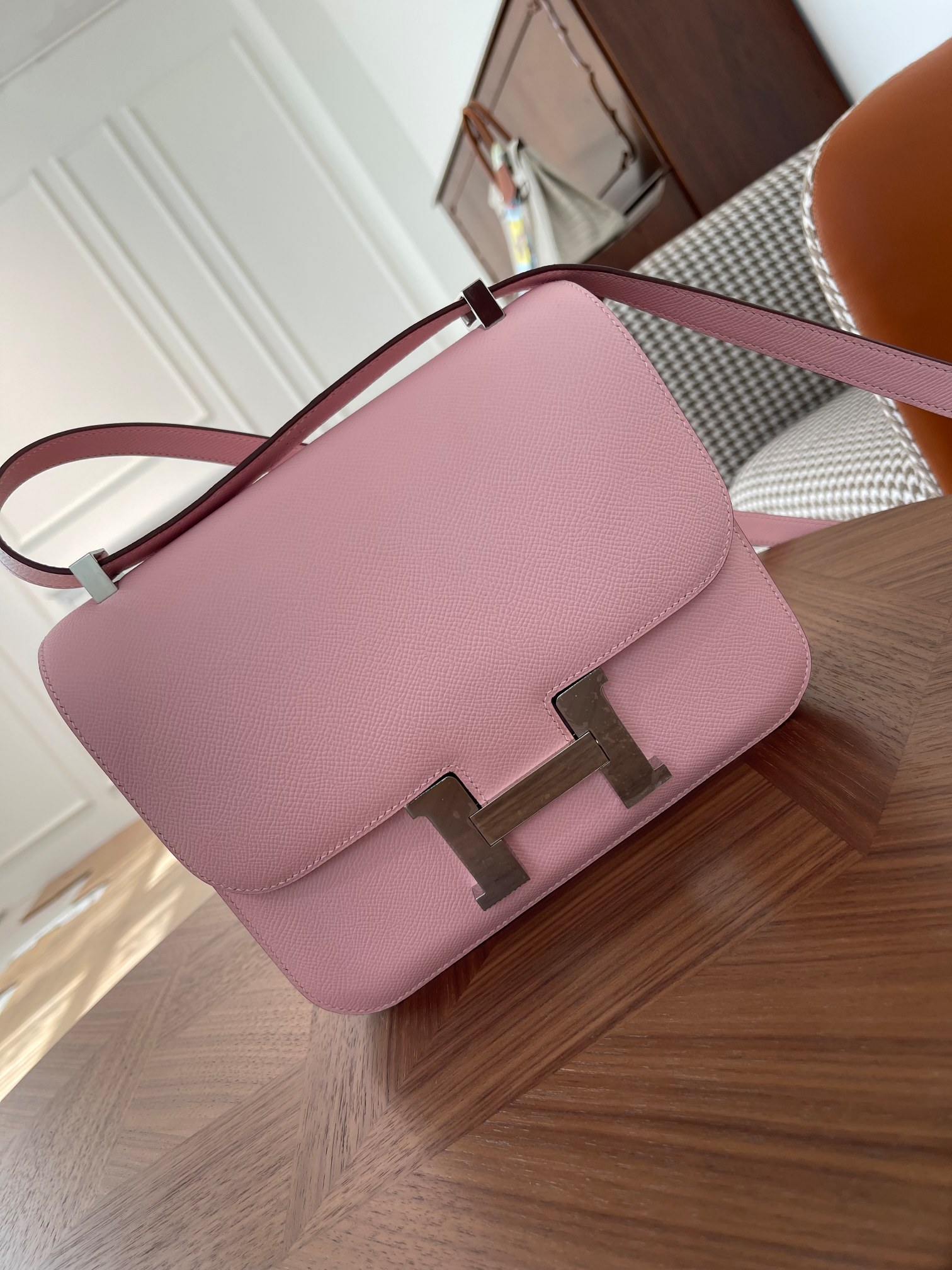 Kangkang 24 3q powder epsom leather silver buckle