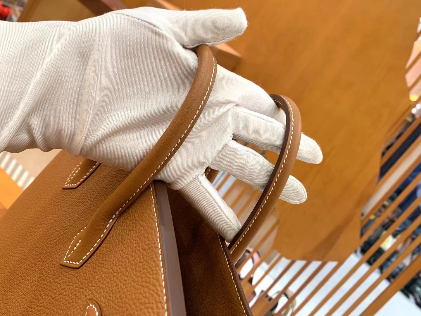 Birkin gold brown gold buckle togo France original beeswax thread