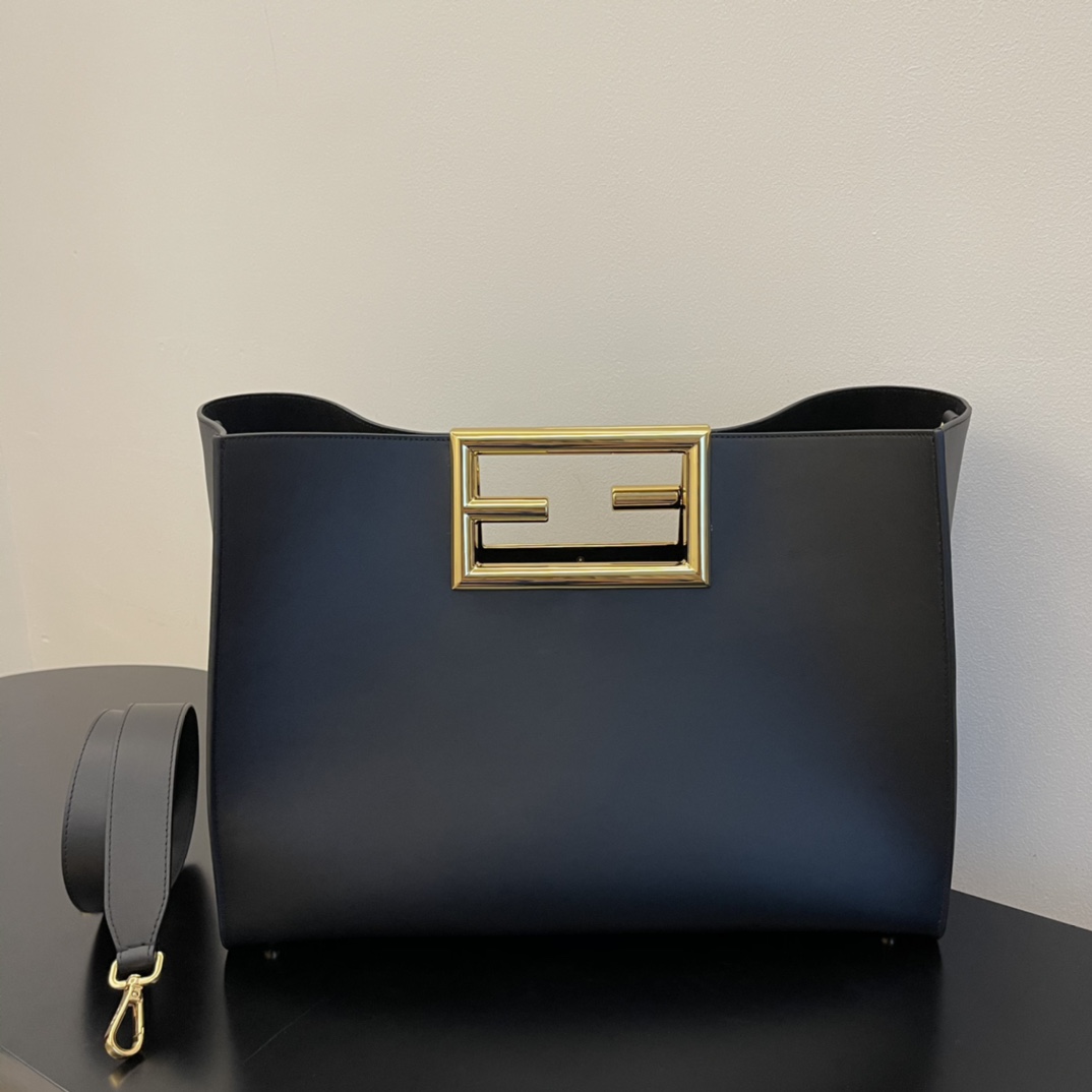 FENDI Medium Black Way New Double F Buckle Bag