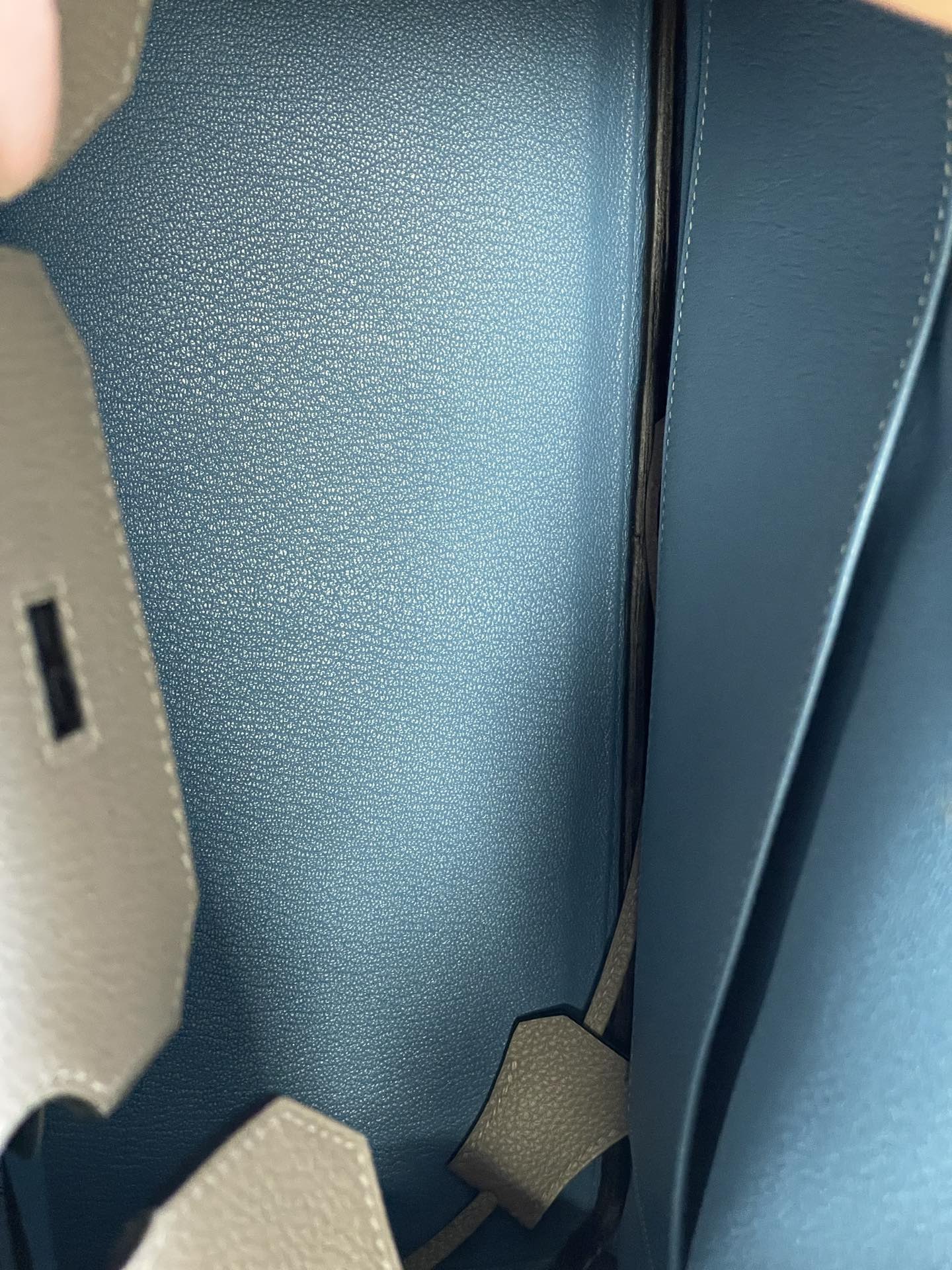 Birkin35 asphalt gray interior with denim blue togo leather silver buckle