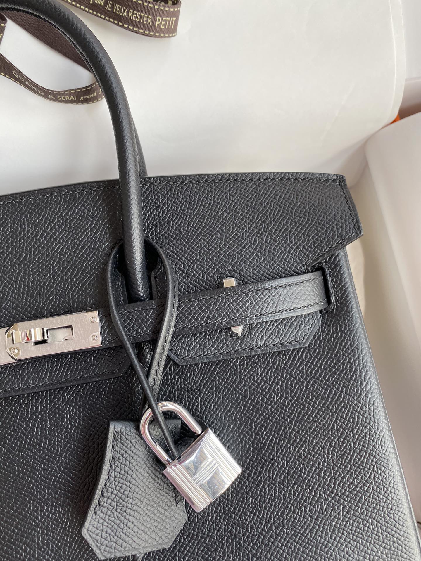 Birkin 25cm Epsom Leather Black Silver Buckle