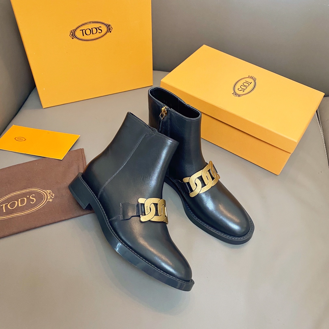 TOD'S 𝙏𝙊𝘿𝙎 Todds 2020 autumn and winter new short boots ✔️ metal buckle short boots import open edge bead cowhide
