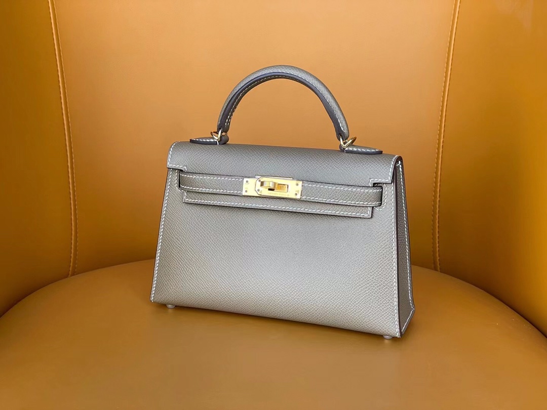 Mini Kelly 2nd generation elephant gray epsom leather