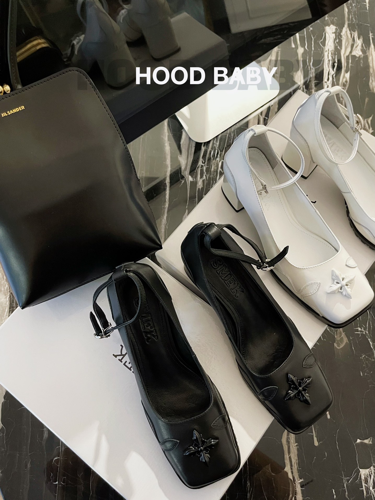 𝐒𝐌𝐅𝐊 ｜𝟐𝟎𝟐𝟐/𝐒𝐒 𝐧𝐞𝐰 SMFK New SM Cross Flower Series Chunky Heel Mary Jane Square Toe Sandals