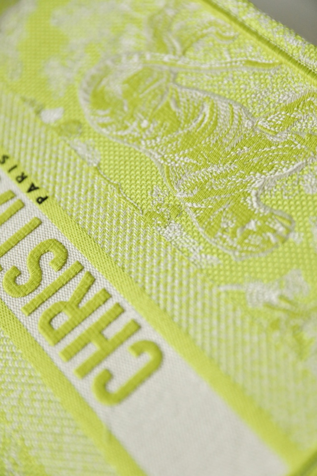 DIOR TOTE Fluorescent green embroidery