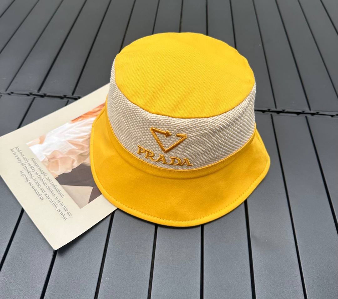 prada classic triangle bucket hat