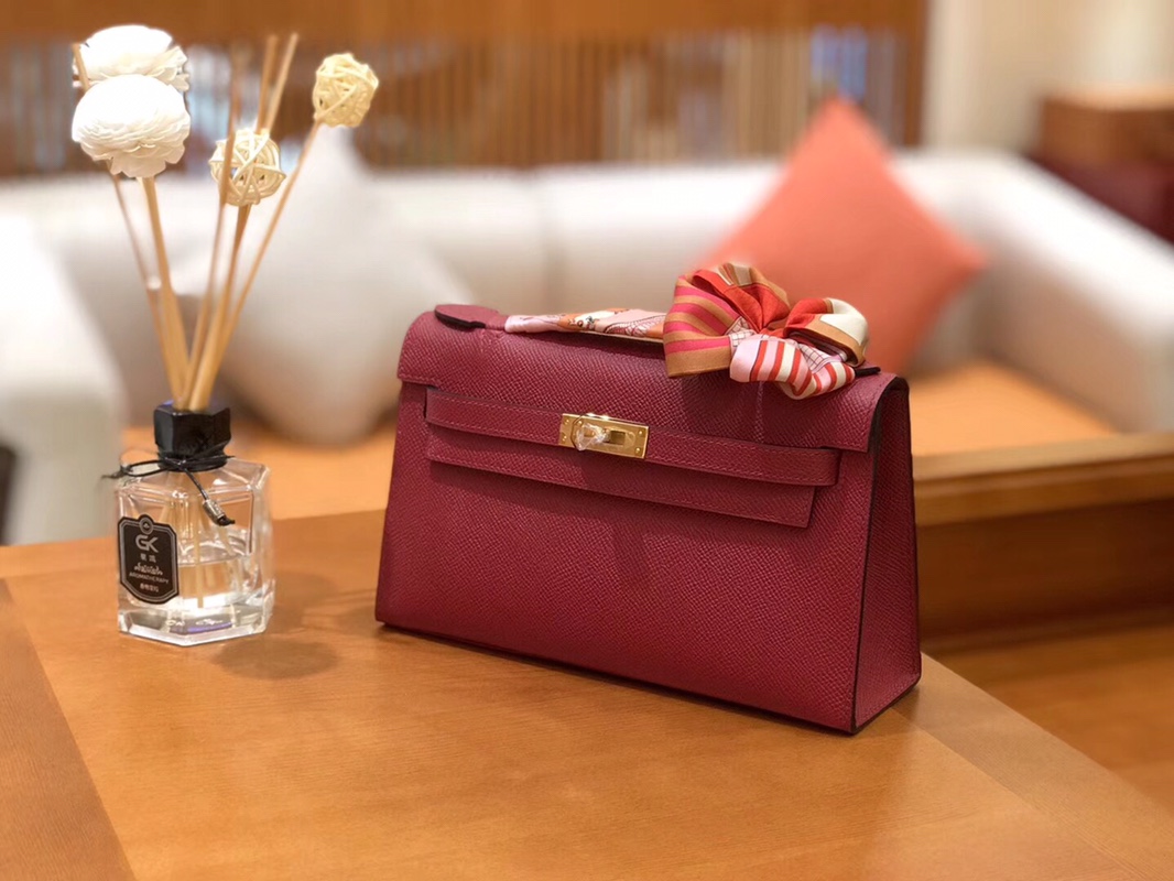 Minikelly Epsom Palm Leather Garnet Red