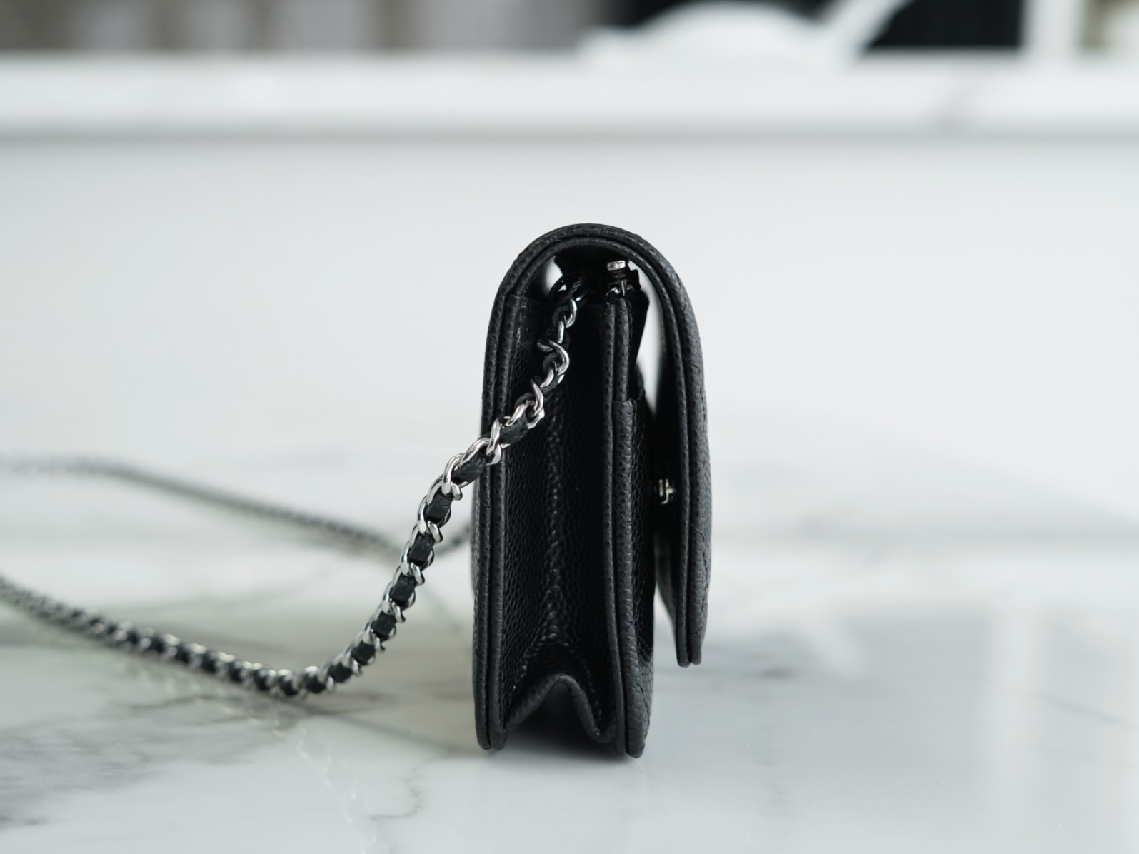 CHANEL 𝑾𝒐𝒄 Hairy Bag Entry Classic 𝑾𝒐𝒄𝒄 (Magnetic Closure) Black Bull Silver