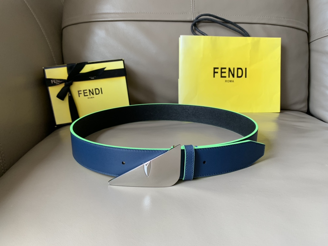 FENDI new embroidery    belt ✌️FF pattern wide belt