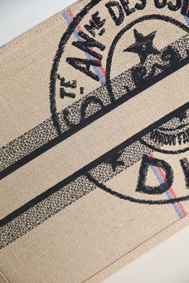 DIOR TOTE beige linen canvas