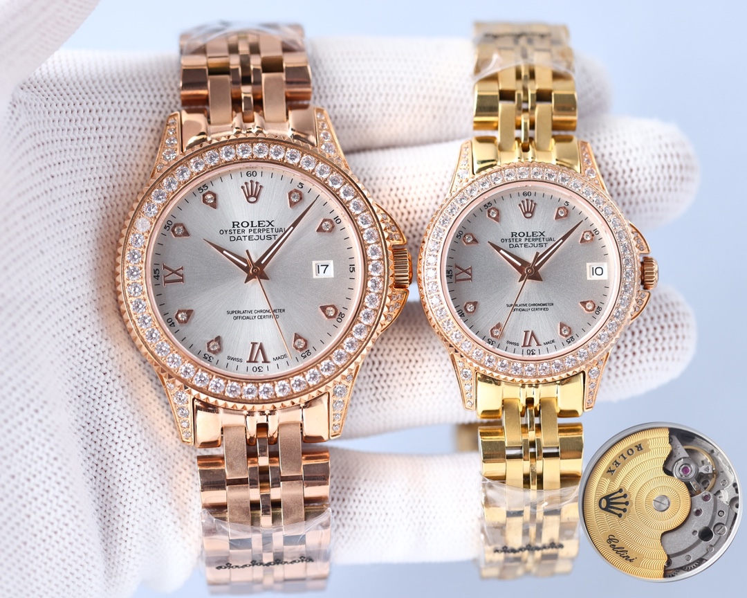 Rolex 316 top stainless steel material, stainless steel bezel set with multiple Swarovski diamonds