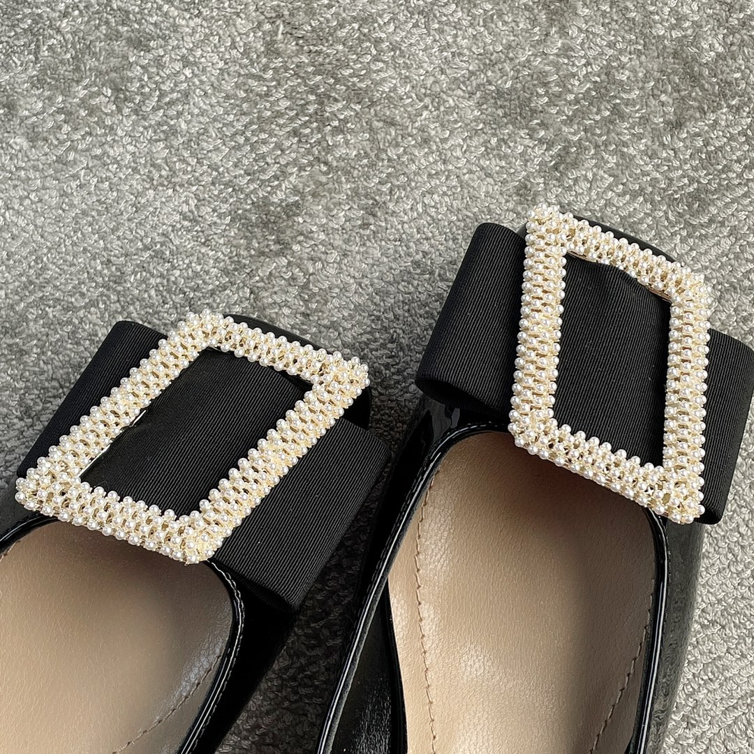 DIOR ballet heels black with diamond buckle 3.5cm