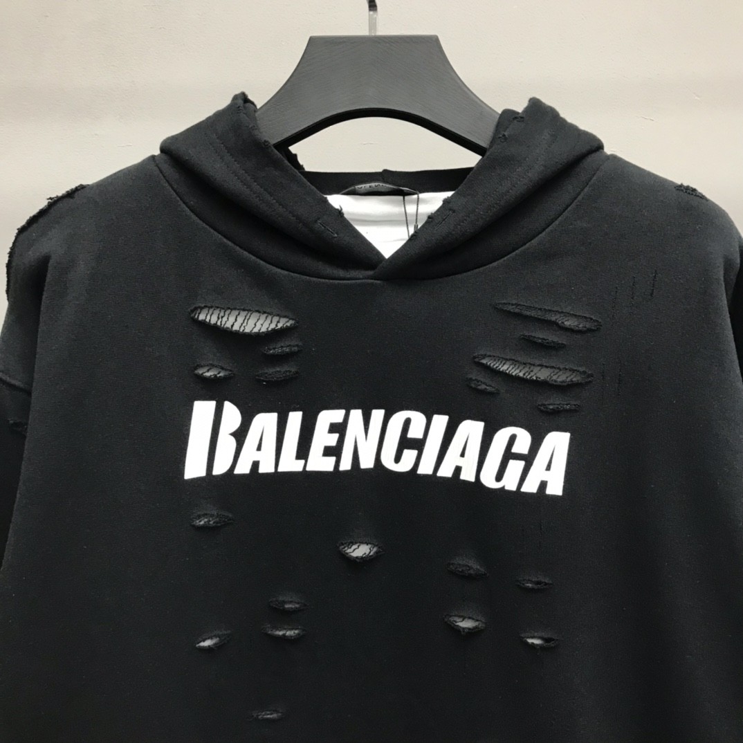 Balenciaga ripped double layer hoodie