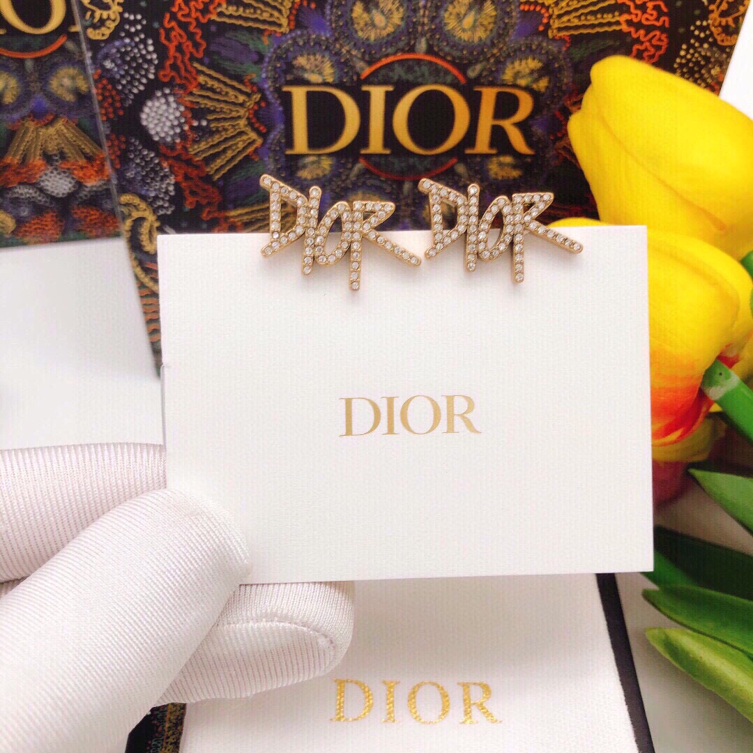 Dior Mini Alphabet Stud Earrings