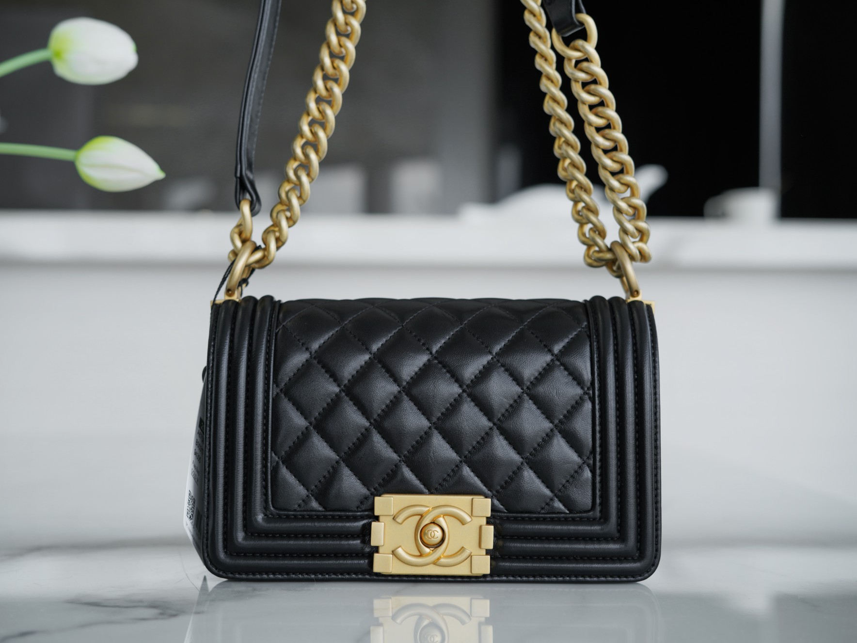𝗖𝗵𝗮𝗻𝗲𝗹 𝗟𝗲𝗯𝗼 𝘆Italy 🇮🇹GR original lambskin：Small Black Gold