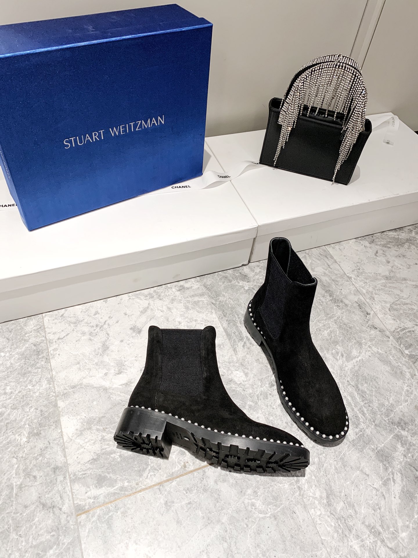 Stuart Weitzman 2020 fall and winter new pearl series on the new original imported calfskin