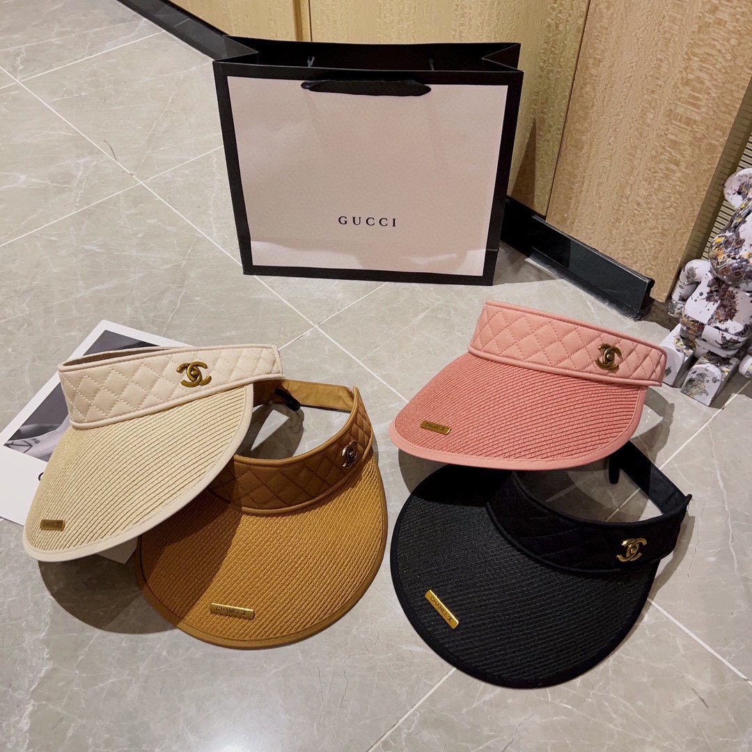 CHANEL sun visor empty top hat