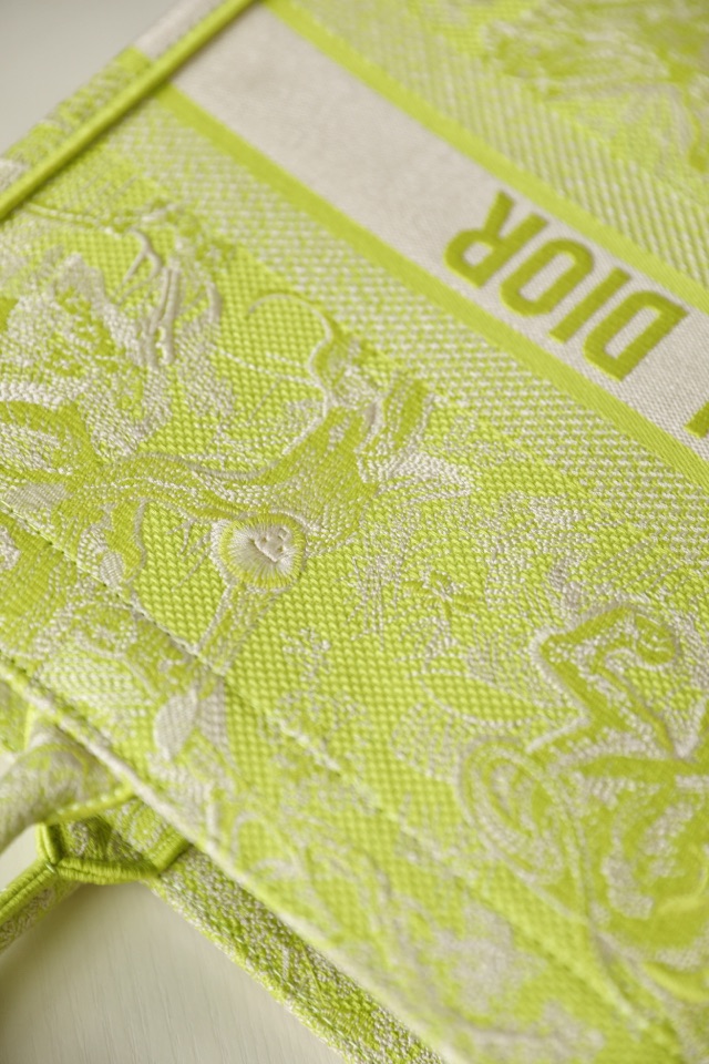 DIOR TOTE Fluorescent green embroidery