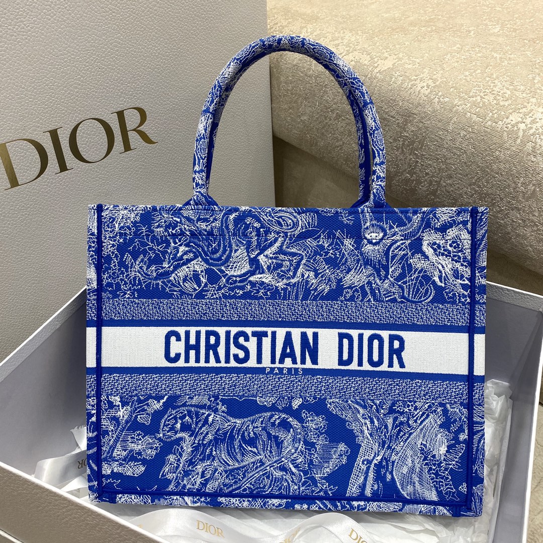 DIOR TOTE Tiger Embroidery Fluorescent Collection