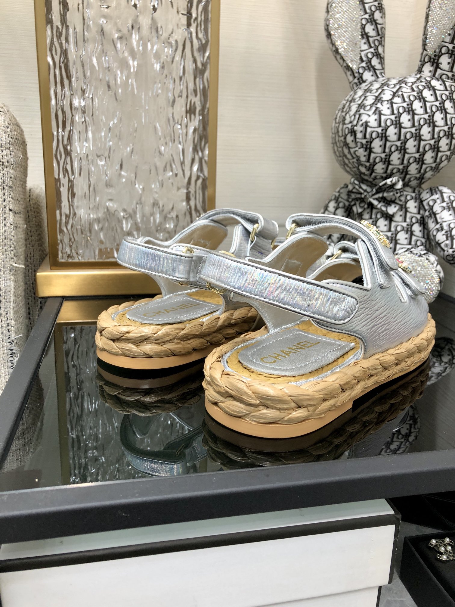 CHANEL 2023 spring and summer latest woven velcro sandals Japan imported woven materials