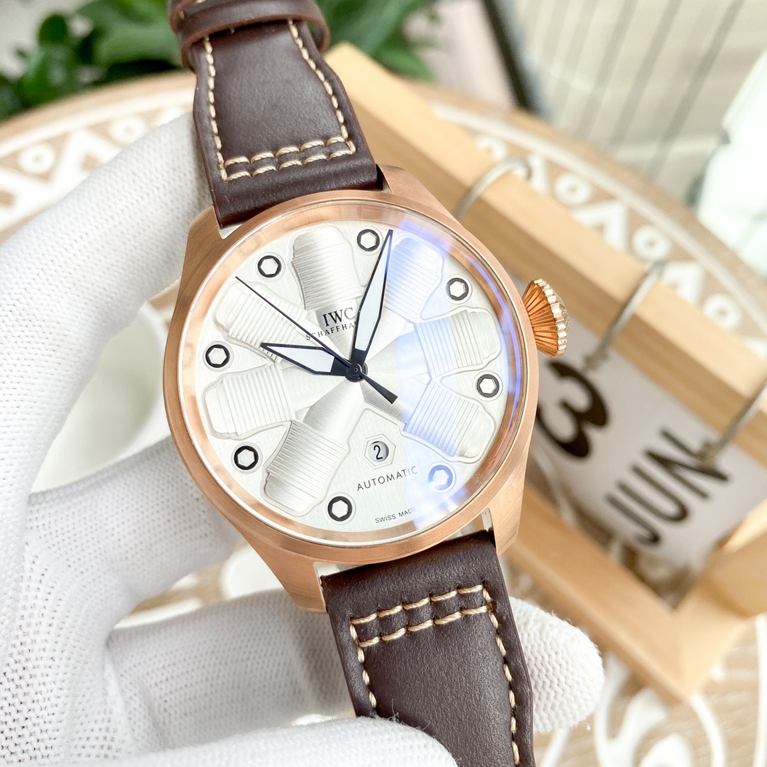 IWC- Sapphire crystal with blue coating on both sides Top 316 stainless steel case and strapap