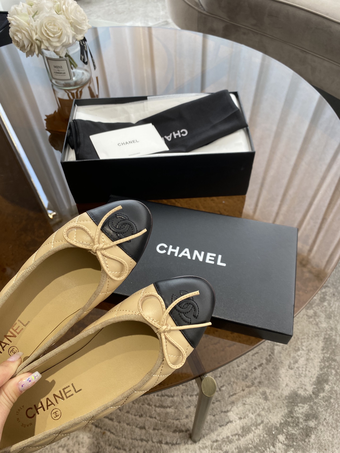 CHANEL ballet shoes Imported custom leather Italy imported leather outsole