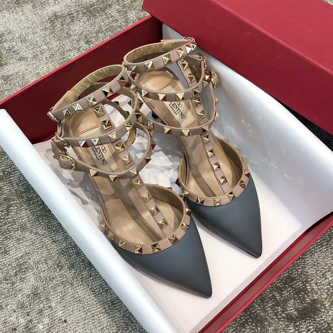 Valentino VT Collection Triple Strap Mid Heel 6.5cm Haze Blue