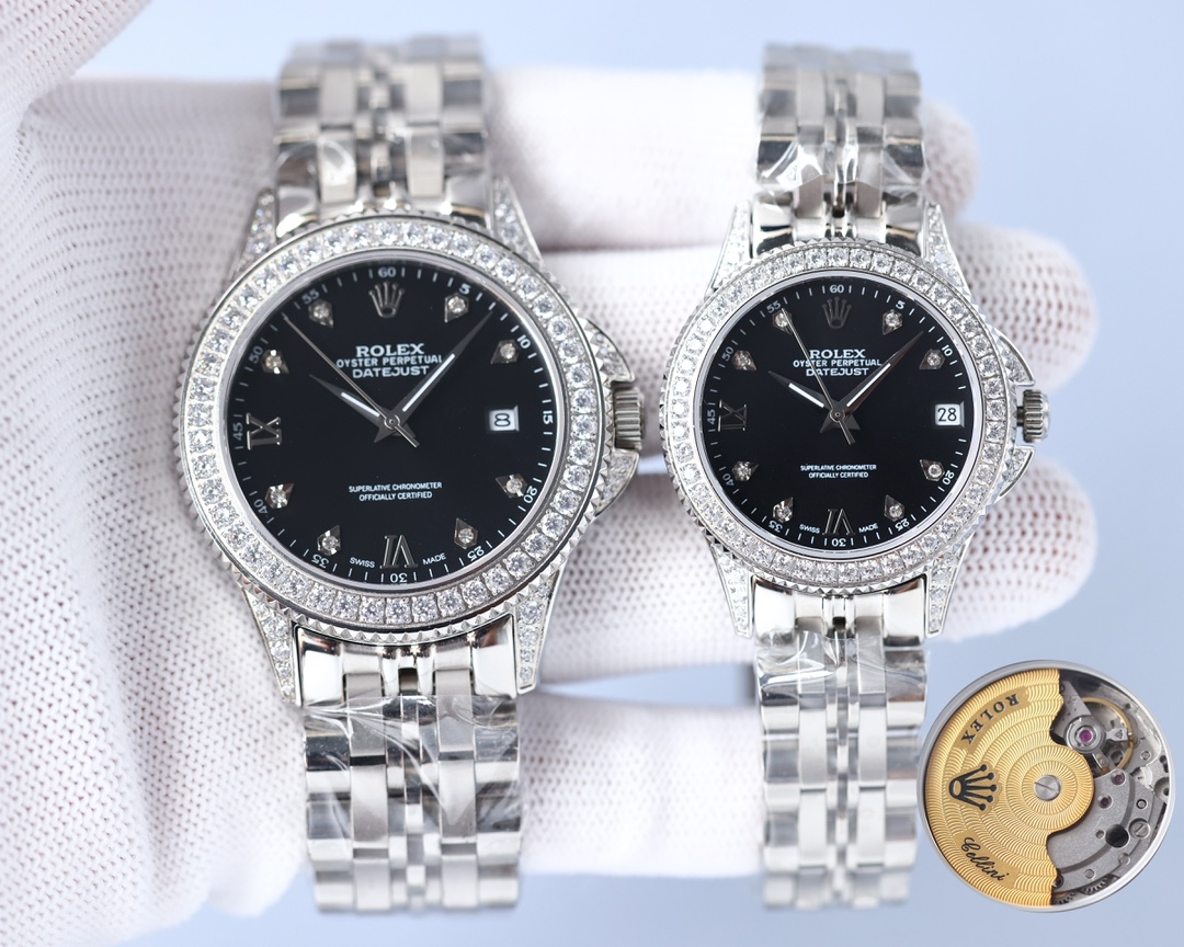 Rolex 316 top stainless steel material, stainless steel bezel set with multiple Swarovski diamonds