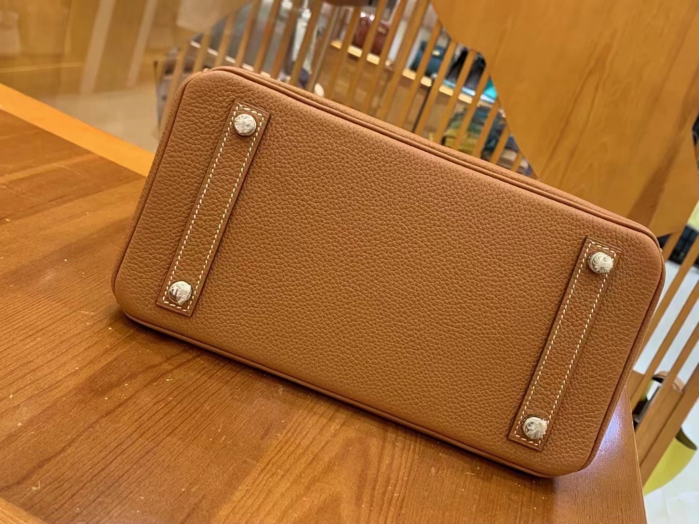 Birkin gold brown and silver buckle togo French original beeswax thread