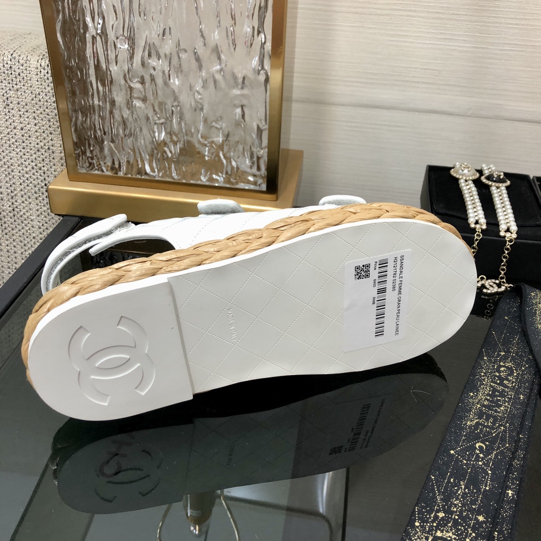 CHANEL 2023 spring and summer latest woven velcro sandals Japan imported woven materials