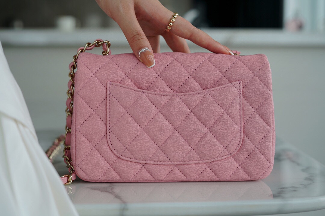 𝐂𝐇𝐀𝐍𝐄𝐋 Classic Flap Italy 🇮🇹 𝑰𝒏𝒄𝒂𝒔Original Washed Fetal Cow🐂 Washed Fetal Cow Big 𝒎𝒊𝒏𝒊 🌸Pink