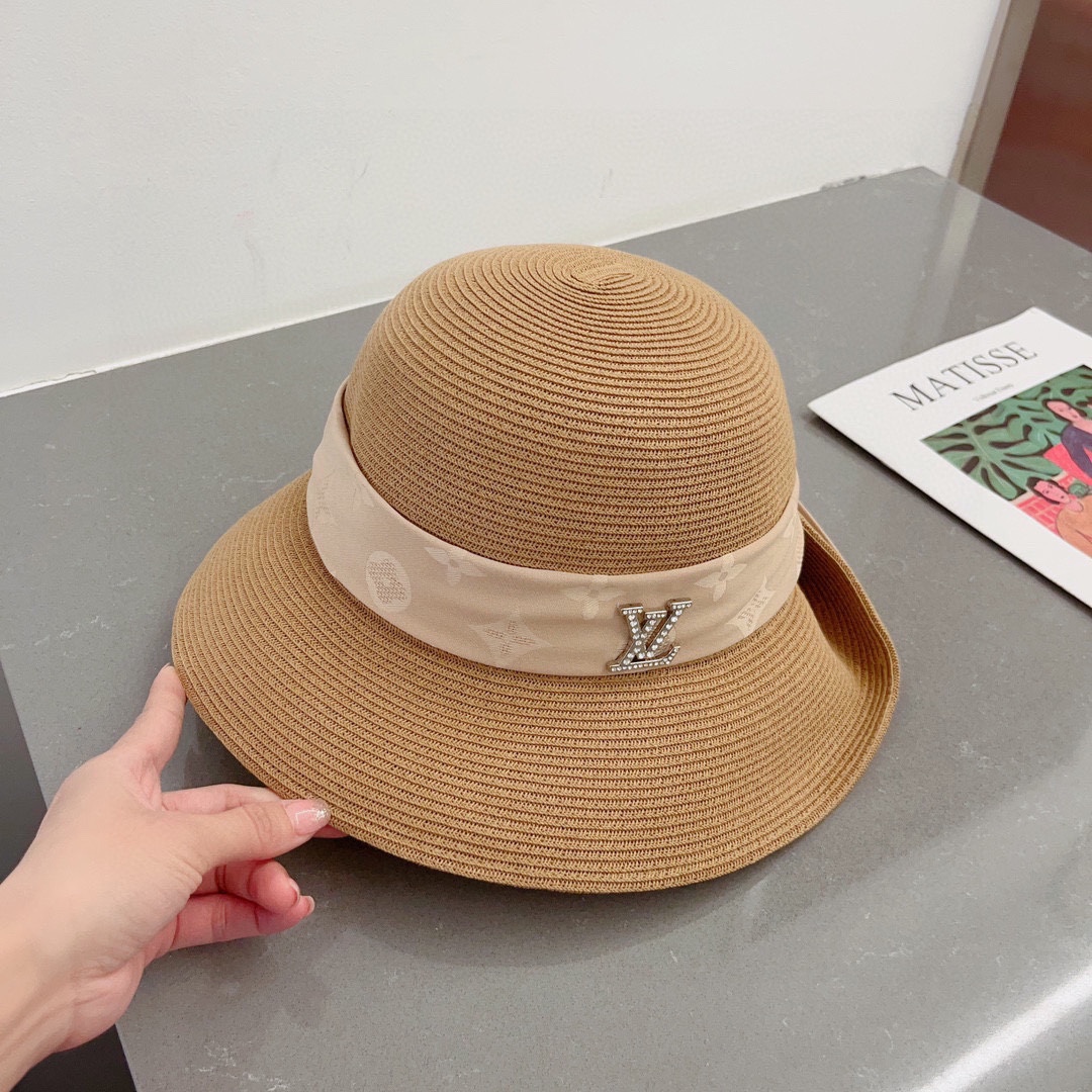 Louis Vuitton Straw Hat with Rolled Hem and Presbyopic Webbing