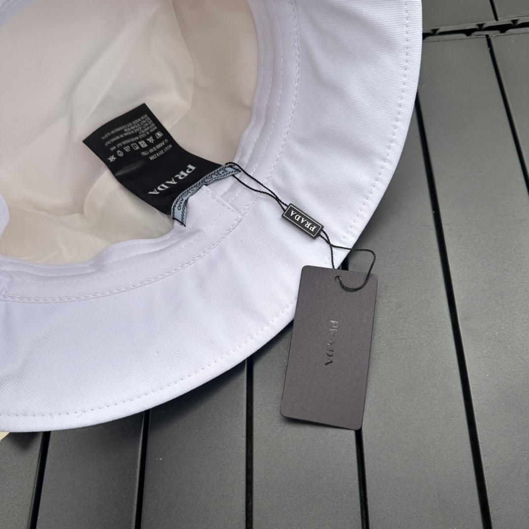 prada classic triangle bucket hat