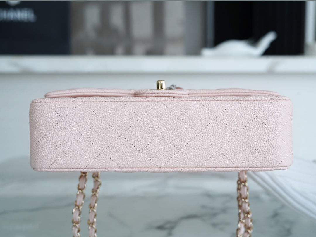 𝐂𝐇𝐀𝐍𝐄𝐋 Classic Flap France 🇫🇷 𝐇𝐚𝐚𝐬 Original Caviar🐂|Original Lychee Pattern🐂 Medium 🌸 Cherry Blossom Pink