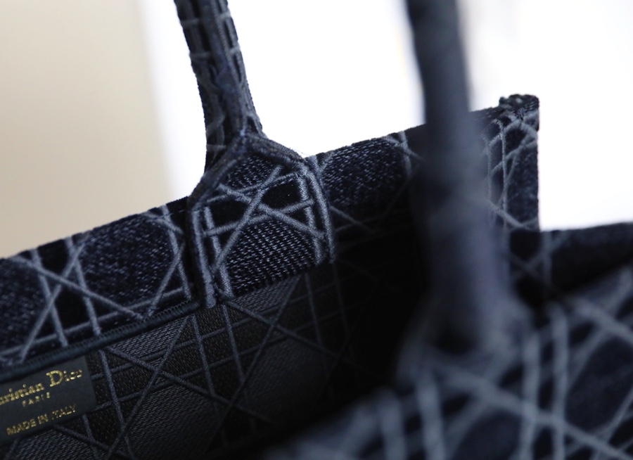 DIOR TOTE embroidered vine check blue