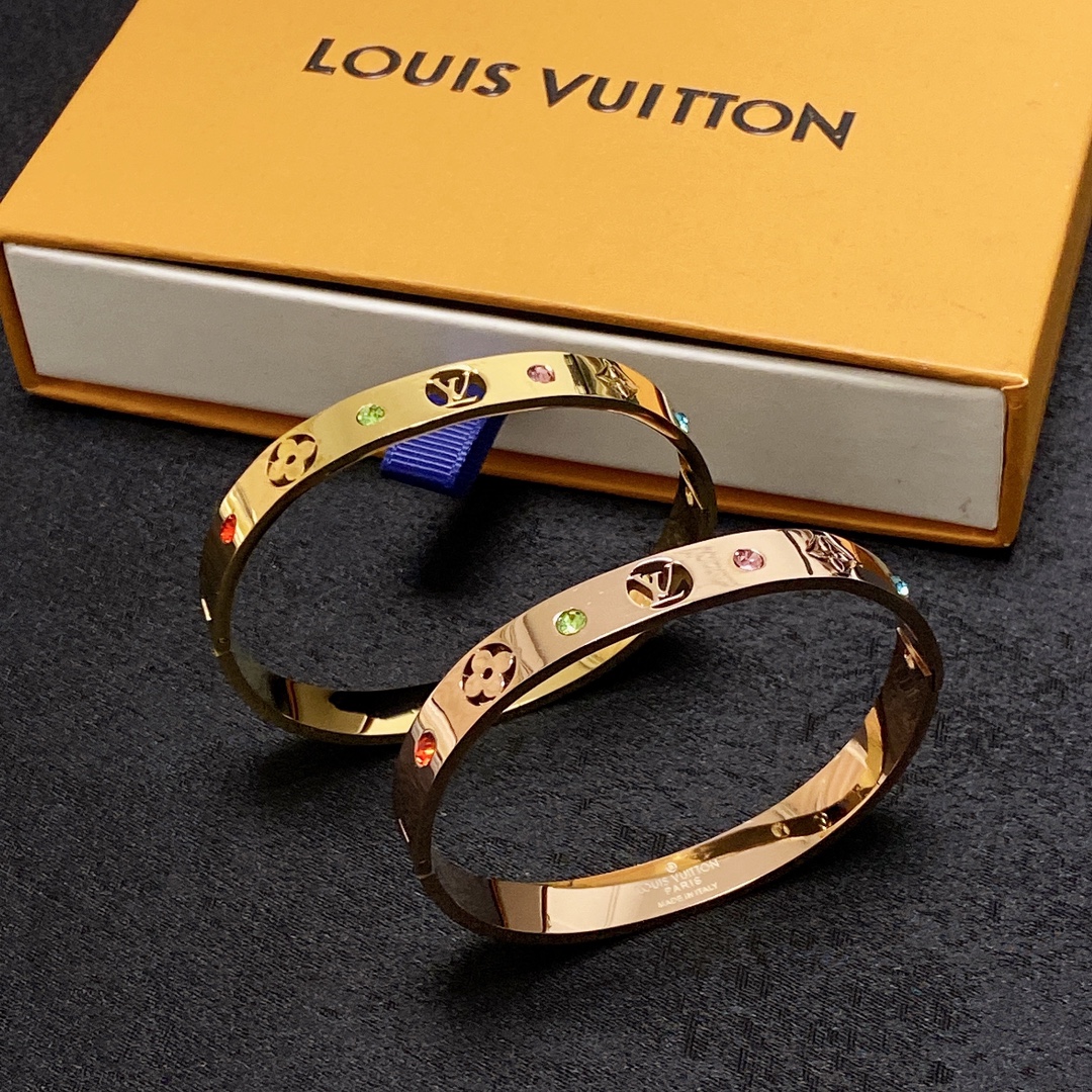 Louis Vuitton LV monogrammed openwork and gemstone bracelet