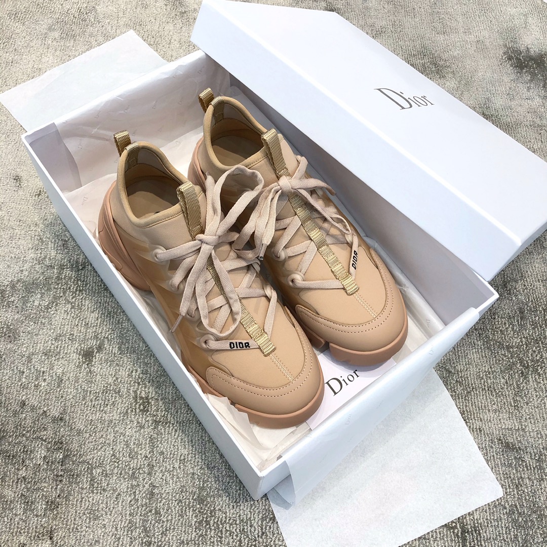 DIOR Imported Stretch Lycra TPU Outsole Kaleidoscope Print Sneakers Apricot